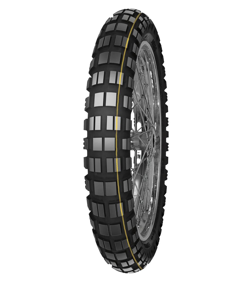 Mitas E-10 ENDURO 110/80B19 Trail OFF Trail DAKAR 59T Yellow Tubeless Front Tire, 224443, 110/80B19, Adventure Touring, E Series, E-10 Enduro, Front, Trail, Trail OFF, Tires - Imported and distributed in North & South America by Lindeco Genuine Powersports - Premier Powersports Equipment and Accessories for Motorcycle Enthusiasts, Professional Riders and Dealers.