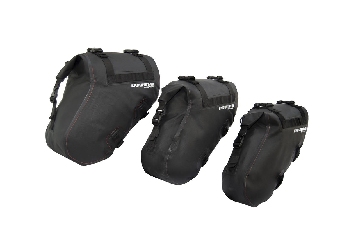 BLIZZARD SADDLE BAGS, LUSA-007-M, blizzard, enduristan, luggage, saddle bags and panniers, waterproof, Saddle Bags - Imported and distributed in North &amp; South America by Lindeco Genuine Powersports - Premier Powersports Equipment and Accessories for Motorcycle Enthusiasts, Professional Riders and Dealers.